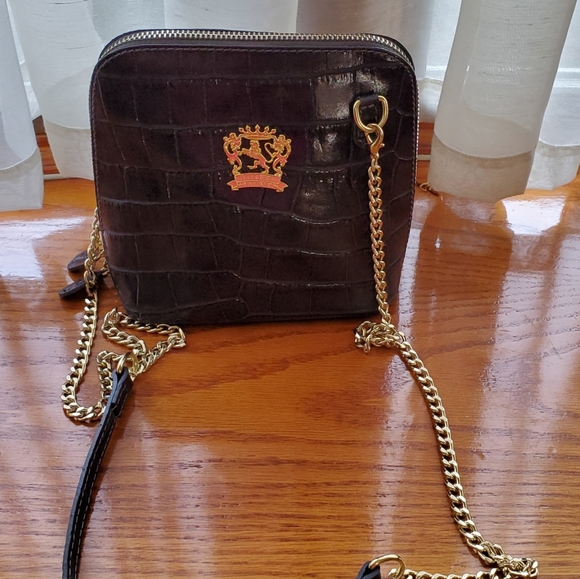 Pratesi Womens Italian Leather Volterra King Croco Crossbody Clutchbag DarkGray - Picture 2 of 13